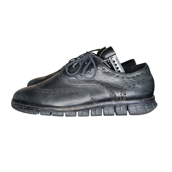 Mens Cole Haan ZERØGRAND Leather Wingtip Oxfords Size 10 Black - Picture 1 of 6